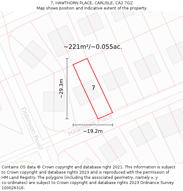 7, HAWTHORN PLACE, CARLISLE, CA2 7GZ: Plot and title map