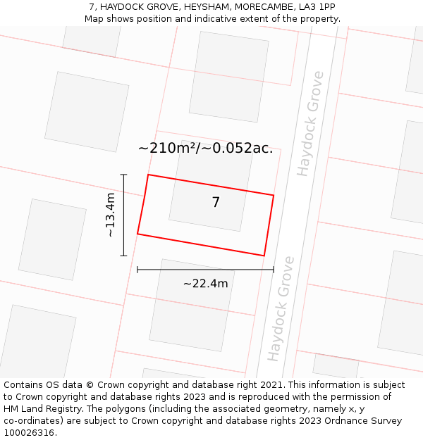 7, HAYDOCK GROVE, HEYSHAM, MORECAMBE, LA3 1PP: Plot and title map