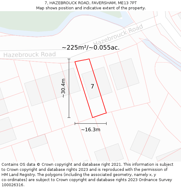 7, HAZEBROUCK ROAD, FAVERSHAM, ME13 7PT: Plot and title map