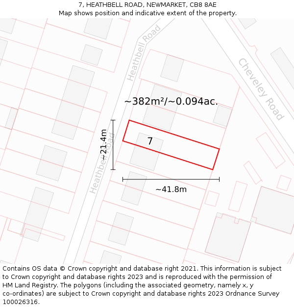 7, HEATHBELL ROAD, NEWMARKET, CB8 8AE: Plot and title map