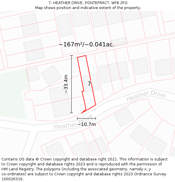 7, HEATHER DRIVE, PONTEFRACT, WF8 2FG: Plot and title map