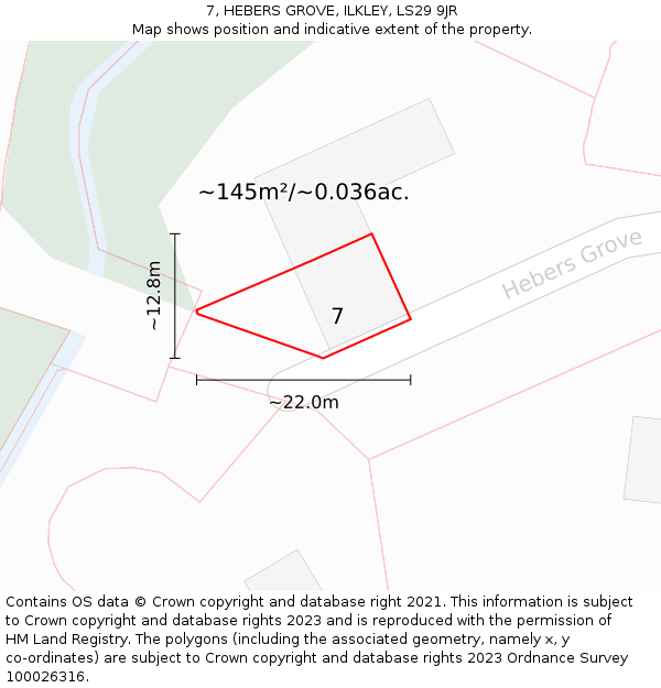 7, HEBERS GROVE, ILKLEY, LS29 9JR: Plot and title map