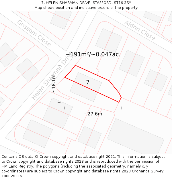 7, HELEN SHARMAN DRIVE, STAFFORD, ST16 3SY: Plot and title map