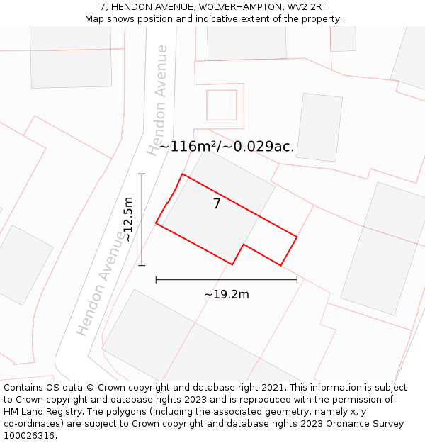 7, HENDON AVENUE, WOLVERHAMPTON, WV2 2RT: Plot and title map