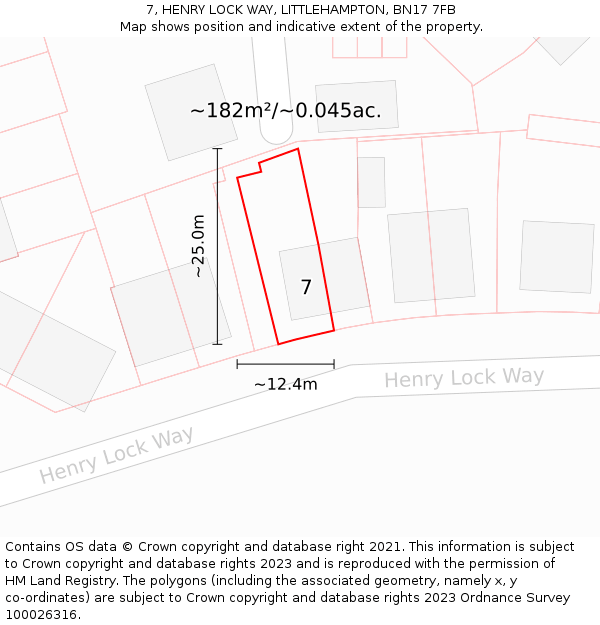 7, HENRY LOCK WAY, LITTLEHAMPTON, BN17 7FB: Plot and title map