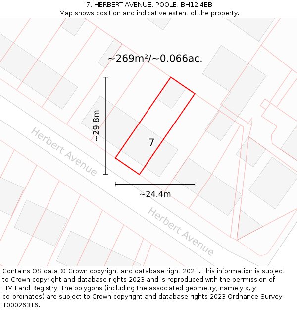 7, HERBERT AVENUE, POOLE, BH12 4EB: Plot and title map