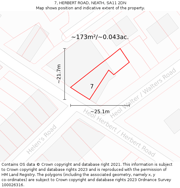 7, HERBERT ROAD, NEATH, SA11 2DN: Plot and title map