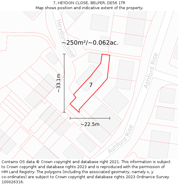 7, HEYDON CLOSE, BELPER, DE56 1TR: Plot and title map