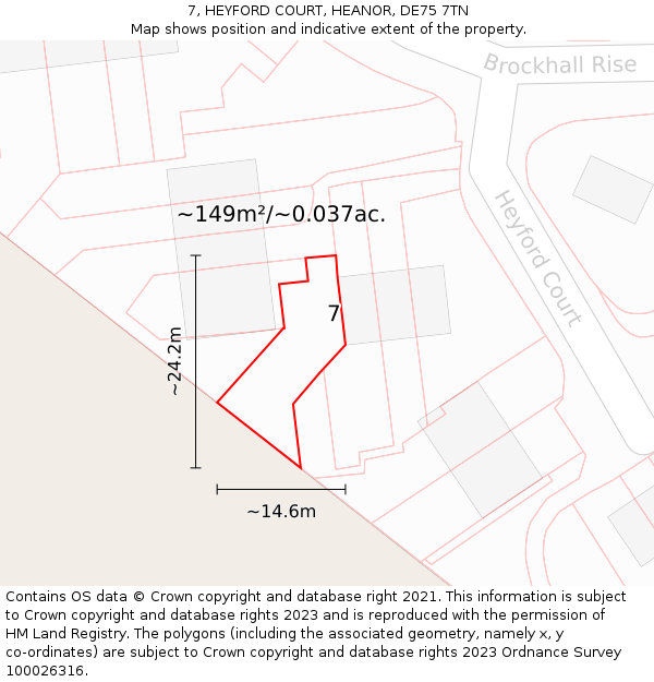 7, HEYFORD COURT, HEANOR, DE75 7TN: Plot and title map
