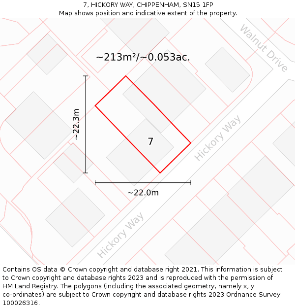 7, HICKORY WAY, CHIPPENHAM, SN15 1FP: Plot and title map