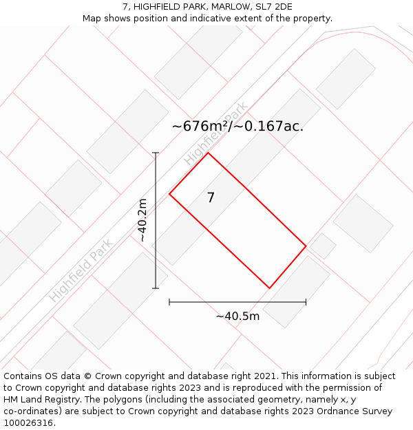7, HIGHFIELD PARK, MARLOW, SL7 2DE: Plot and title map