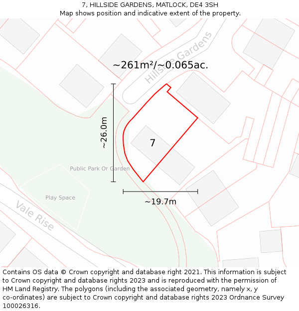 7, HILLSIDE GARDENS, MATLOCK, DE4 3SH: Plot and title map