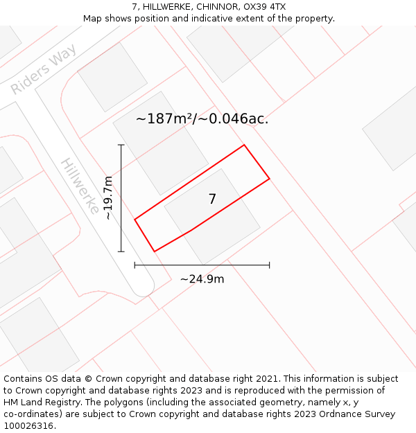 7, HILLWERKE, CHINNOR, OX39 4TX: Plot and title map