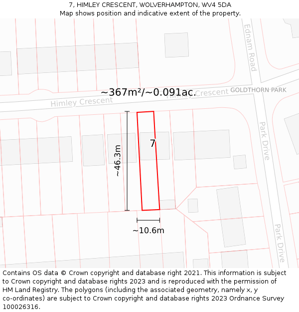 7, HIMLEY CRESCENT, WOLVERHAMPTON, WV4 5DA: Plot and title map