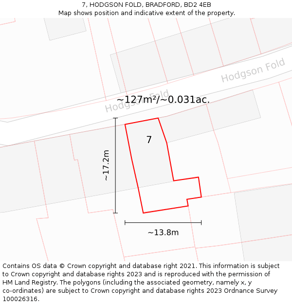 7, HODGSON FOLD, BRADFORD, BD2 4EB: Plot and title map