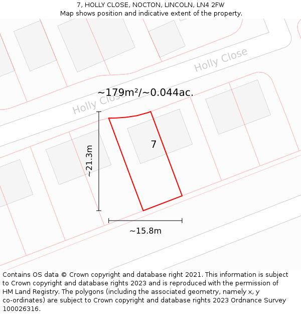 7, HOLLY CLOSE, NOCTON, LINCOLN, LN4 2FW: Plot and title map