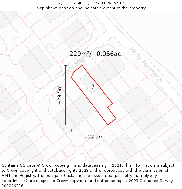 7, HOLLY MEDE, OSSETT, WF5 9TB: Plot and title map