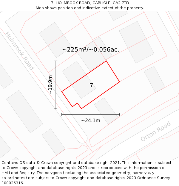7, HOLMROOK ROAD, CARLISLE, CA2 7TB: Plot and title map