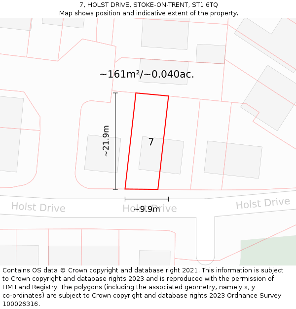 7, HOLST DRIVE, STOKE-ON-TRENT, ST1 6TQ: Plot and title map