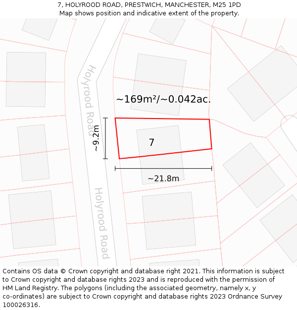 7, HOLYROOD ROAD, PRESTWICH, MANCHESTER, M25 1PD: Plot and title map