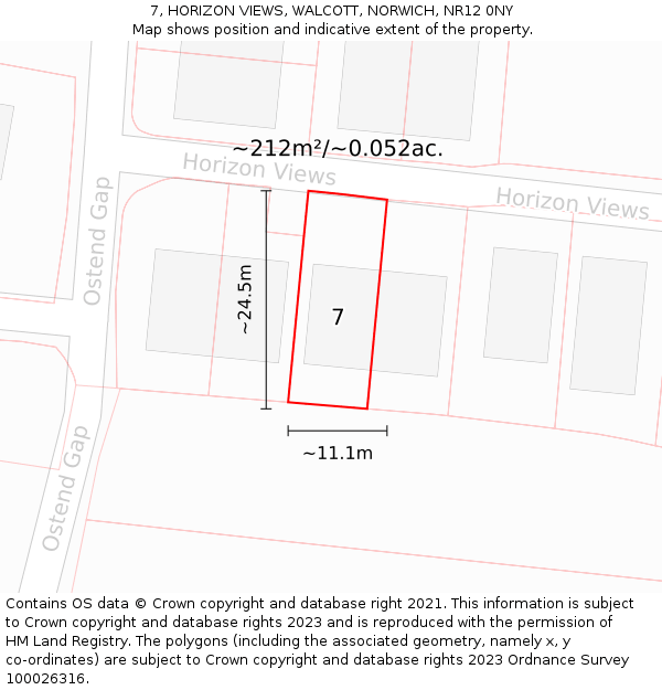 7, HORIZON VIEWS, WALCOTT, NORWICH, NR12 0NY: Plot and title map