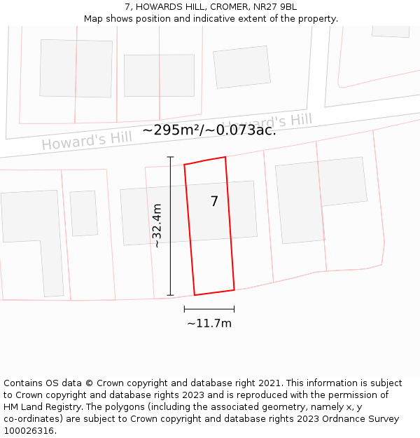 7, HOWARDS HILL, CROMER, NR27 9BL: Plot and title map