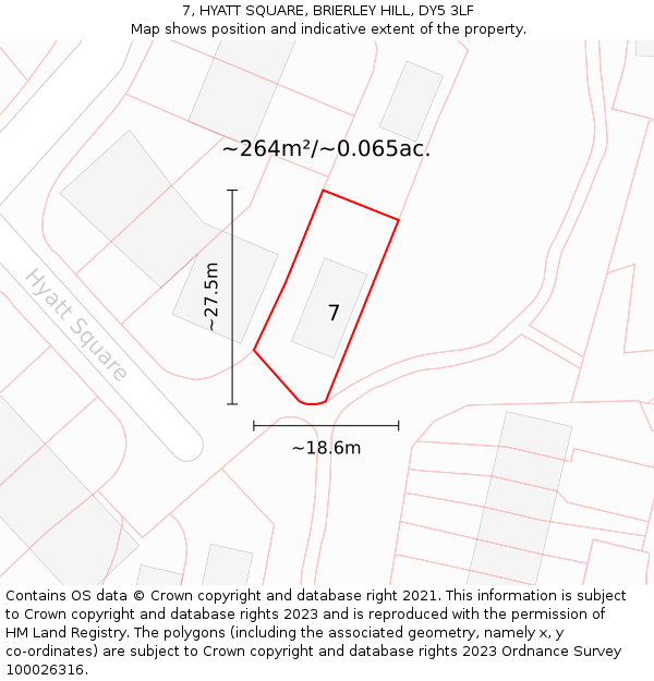 7, HYATT SQUARE, BRIERLEY HILL, DY5 3LF: Plot and title map
