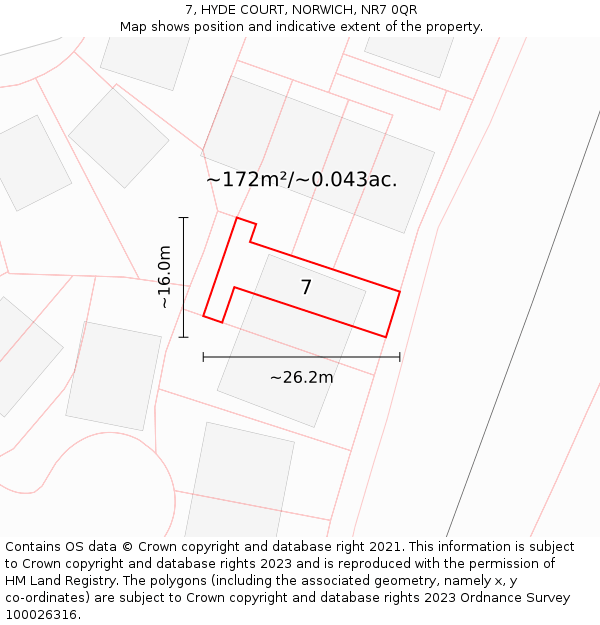 7, HYDE COURT, NORWICH, NR7 0QR: Plot and title map