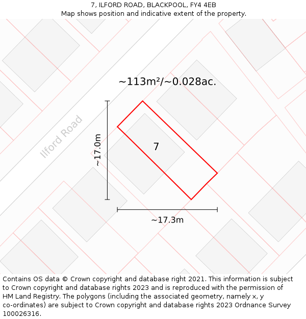 7, ILFORD ROAD, BLACKPOOL, FY4 4EB: Plot and title map