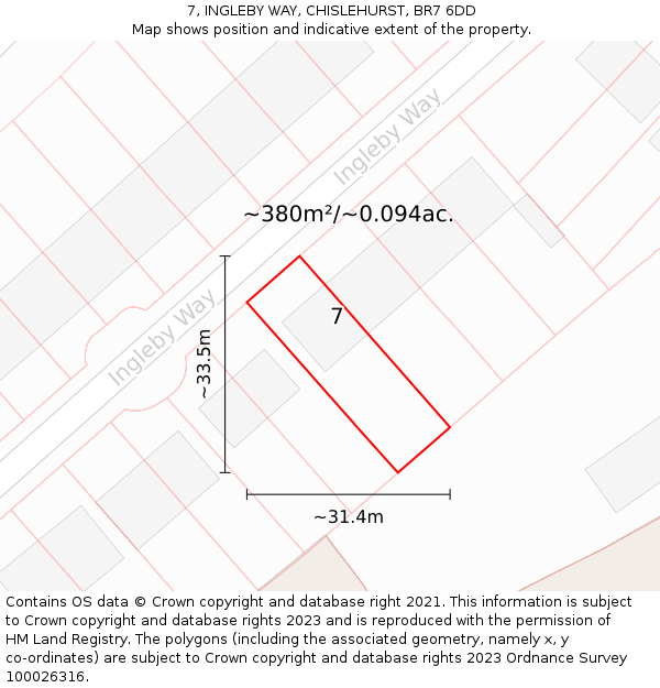 7, INGLEBY WAY, CHISLEHURST, BR7 6DD: Plot and title map