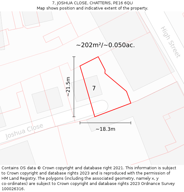 7, JOSHUA CLOSE, CHATTERIS, PE16 6QU: Plot and title map