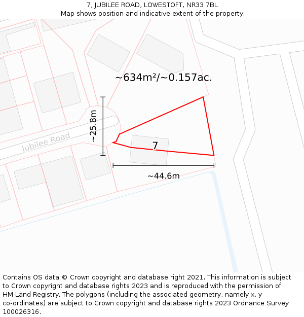 7, JUBILEE ROAD, LOWESTOFT, NR33 7BL: Plot and title map
