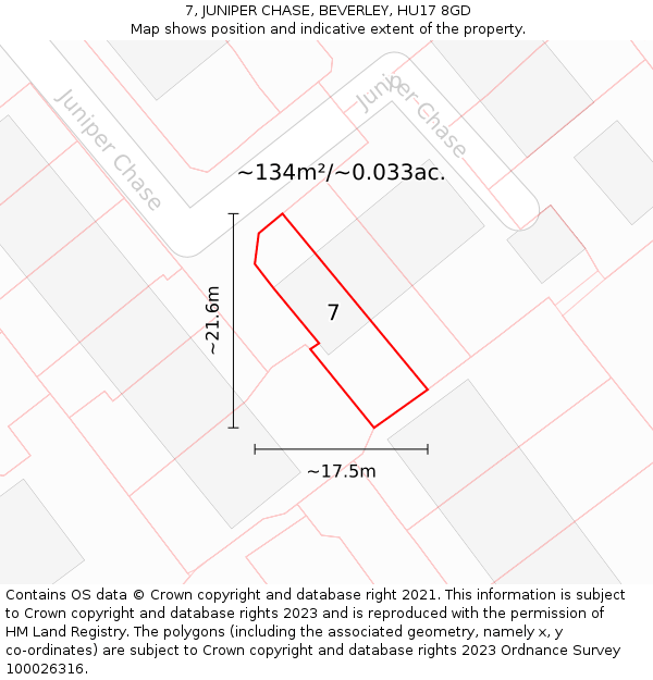 7, JUNIPER CHASE, BEVERLEY, HU17 8GD: Plot and title map