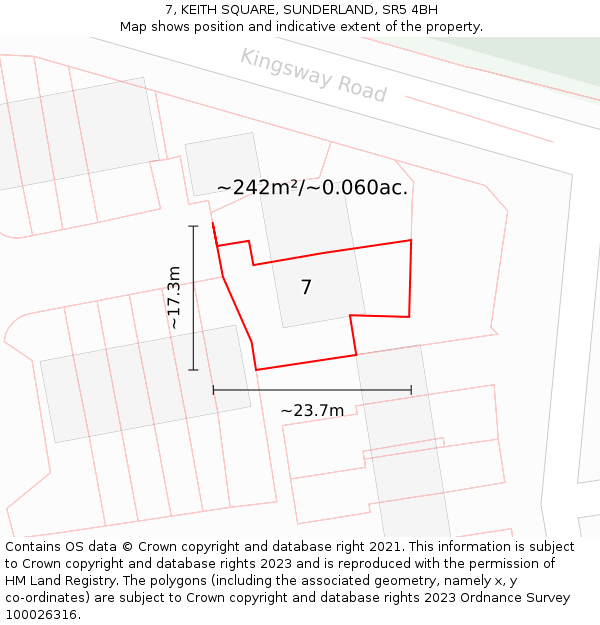 7, KEITH SQUARE, SUNDERLAND, SR5 4BH: Plot and title map