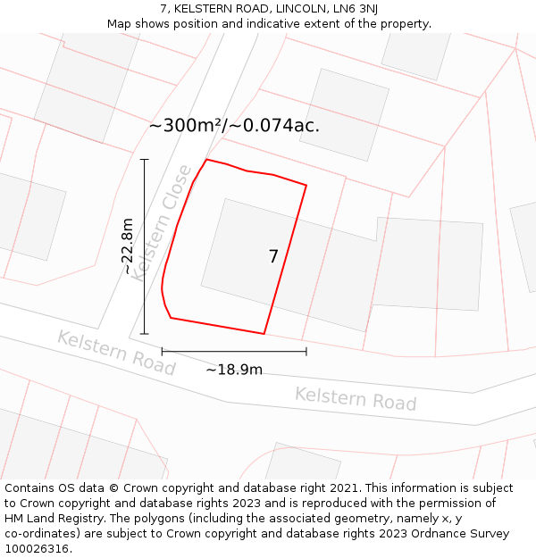 7, KELSTERN ROAD, LINCOLN, LN6 3NJ: Plot and title map
