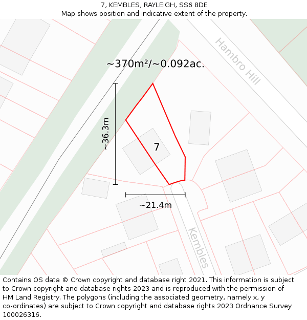 7, KEMBLES, RAYLEIGH, SS6 8DE: Plot and title map