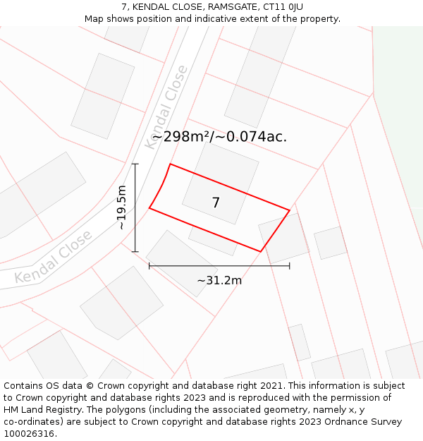 7, KENDAL CLOSE, RAMSGATE, CT11 0JU: Plot and title map
