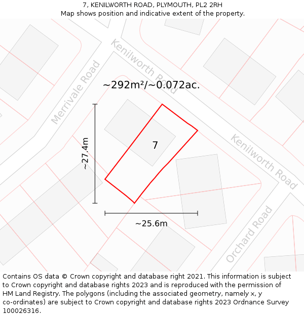 7, KENILWORTH ROAD, PLYMOUTH, PL2 2RH: Plot and title map