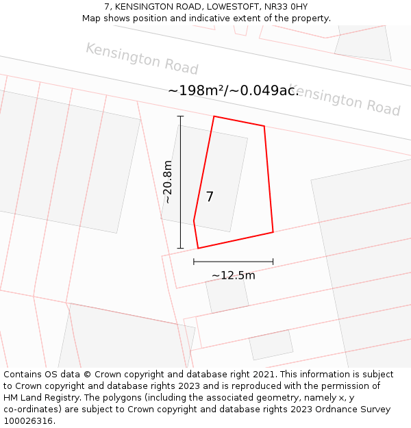 7, KENSINGTON ROAD, LOWESTOFT, NR33 0HY: Plot and title map