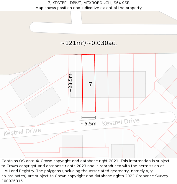 7, KESTREL DRIVE, MEXBOROUGH, S64 9SR: Plot and title map