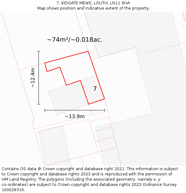 7, KIDGATE MEWS, LOUTH, LN11 9HA: Plot and title map