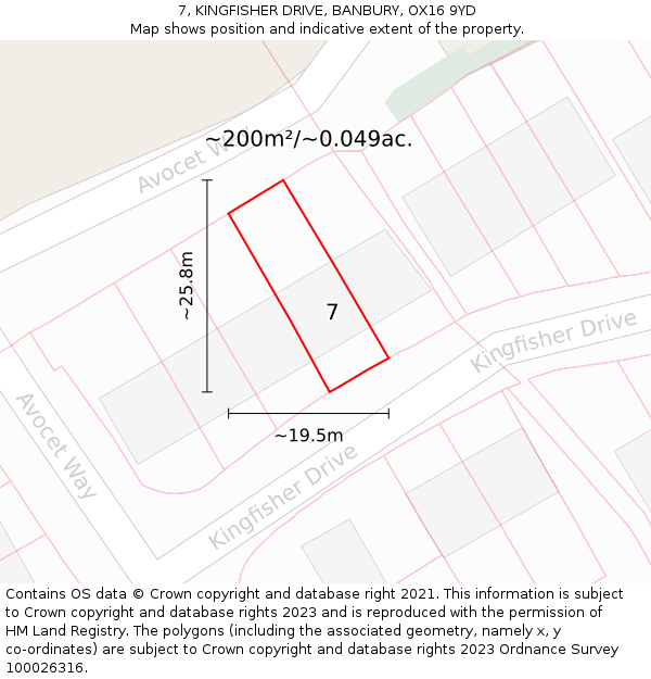 7, KINGFISHER DRIVE, BANBURY, OX16 9YD: Plot and title map