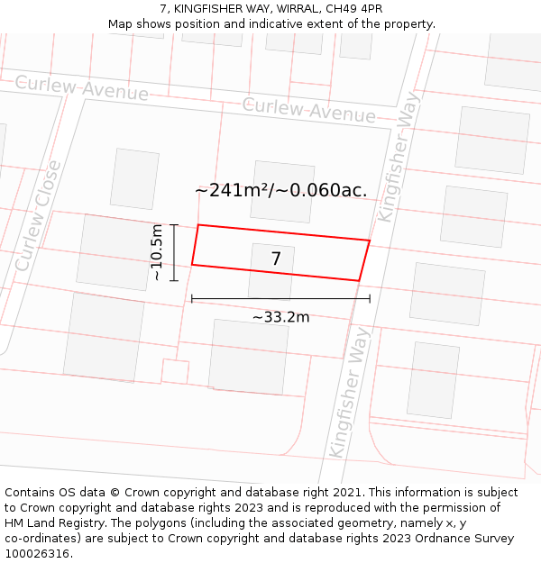 7, KINGFISHER WAY, WIRRAL, CH49 4PR: Plot and title map