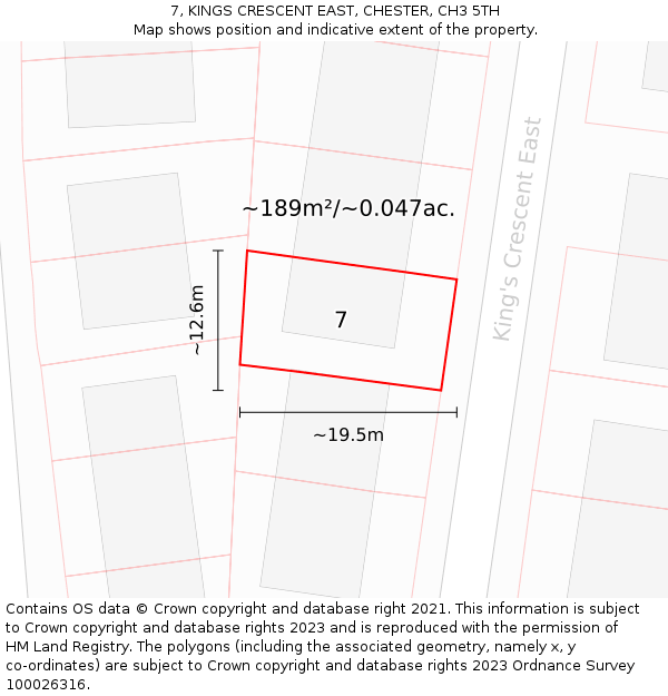 7, KINGS CRESCENT EAST, CHESTER, CH3 5TH: Plot and title map
