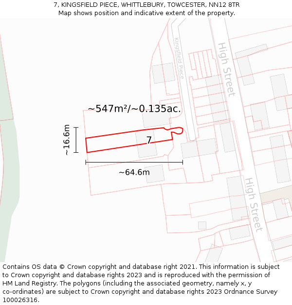 7, KINGSFIELD PIECE, WHITTLEBURY, TOWCESTER, NN12 8TR: Plot and title map