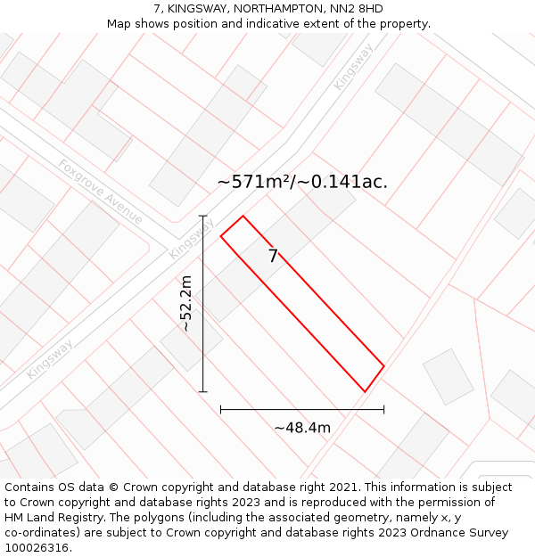 7, KINGSWAY, NORTHAMPTON, NN2 8HD: Plot and title map