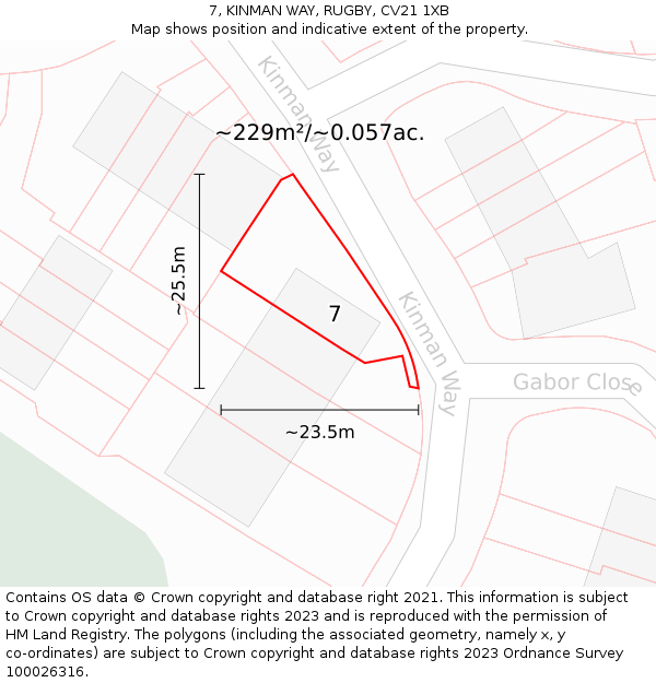7, KINMAN WAY, RUGBY, CV21 1XB: Plot and title map