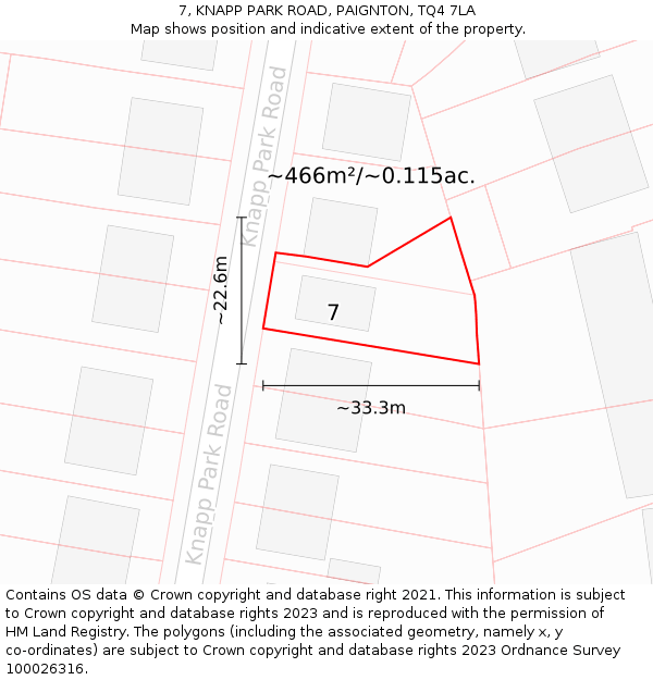 7, KNAPP PARK ROAD, PAIGNTON, TQ4 7LA: Plot and title map