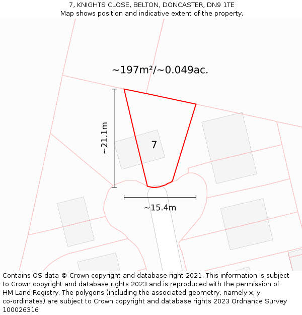 7, KNIGHTS CLOSE, BELTON, DONCASTER, DN9 1TE: Plot and title map