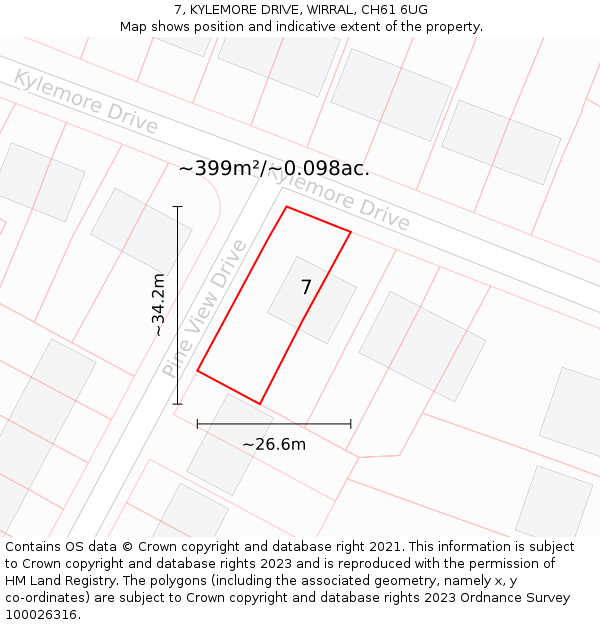 7, KYLEMORE DRIVE, WIRRAL, CH61 6UG: Plot and title map